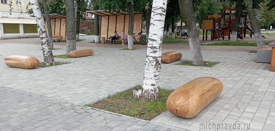 В парке Мичуринска появились эко-лавочки необычной формы