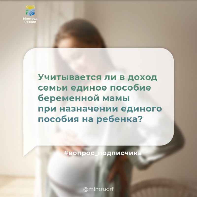 Учитывается ли в доход семьи единое пособие беременной мамы при назначении единого пособия на ребенка?