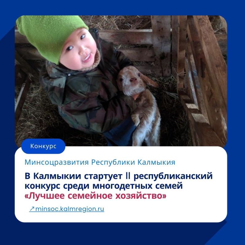 Многодетные семьи Калмыкии могут принять участие в конкурсе «Лучшее семейное хозяйство»