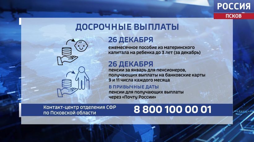 Псковичи получат некоторые пособия и пенсии досрочно