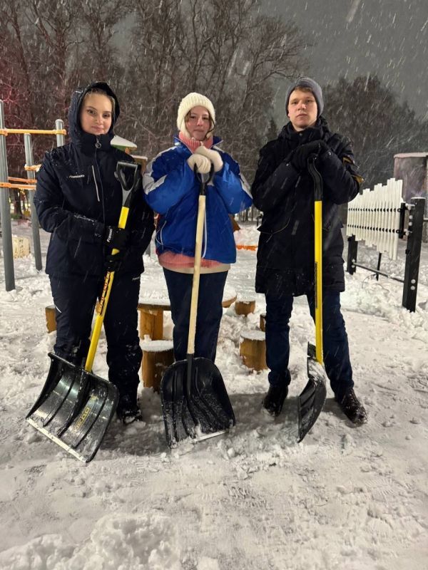 В Вологде школьники и волонтёры расчищают город от снега